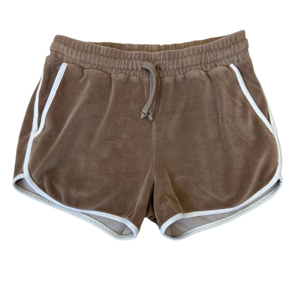 ASOS Velour Tan and White Drawstring Shorts Size Small